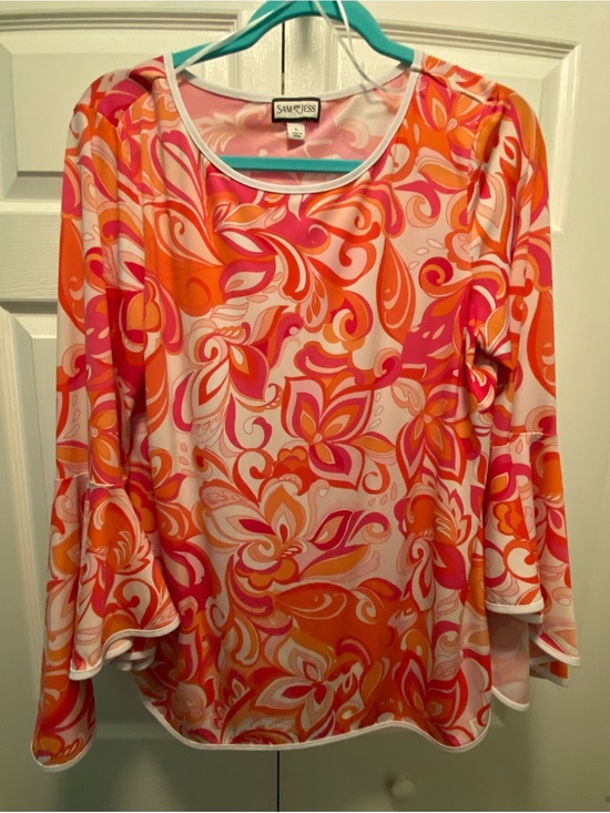 Sam & Jess Tops - Sam & Jess Vintage Inspired 60’s Groovy Swirl Pink,Orange Blouse Large